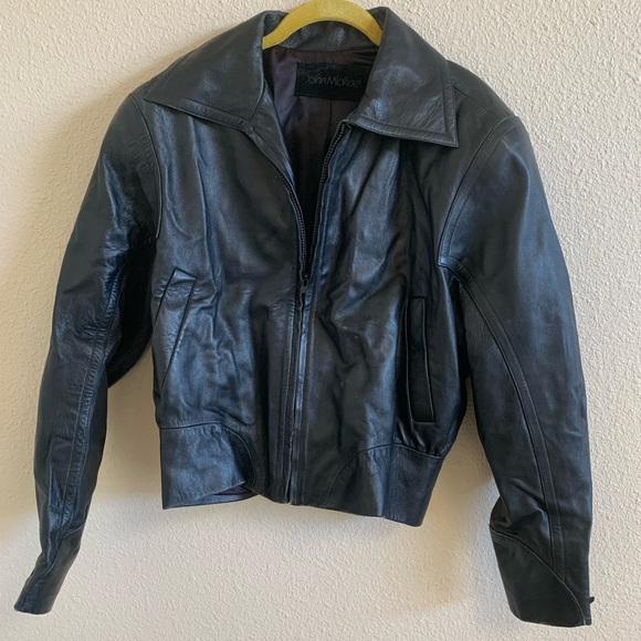 Moto Vintage John Michael Black Leather Jacket 🌴 - Picture 1 of 14